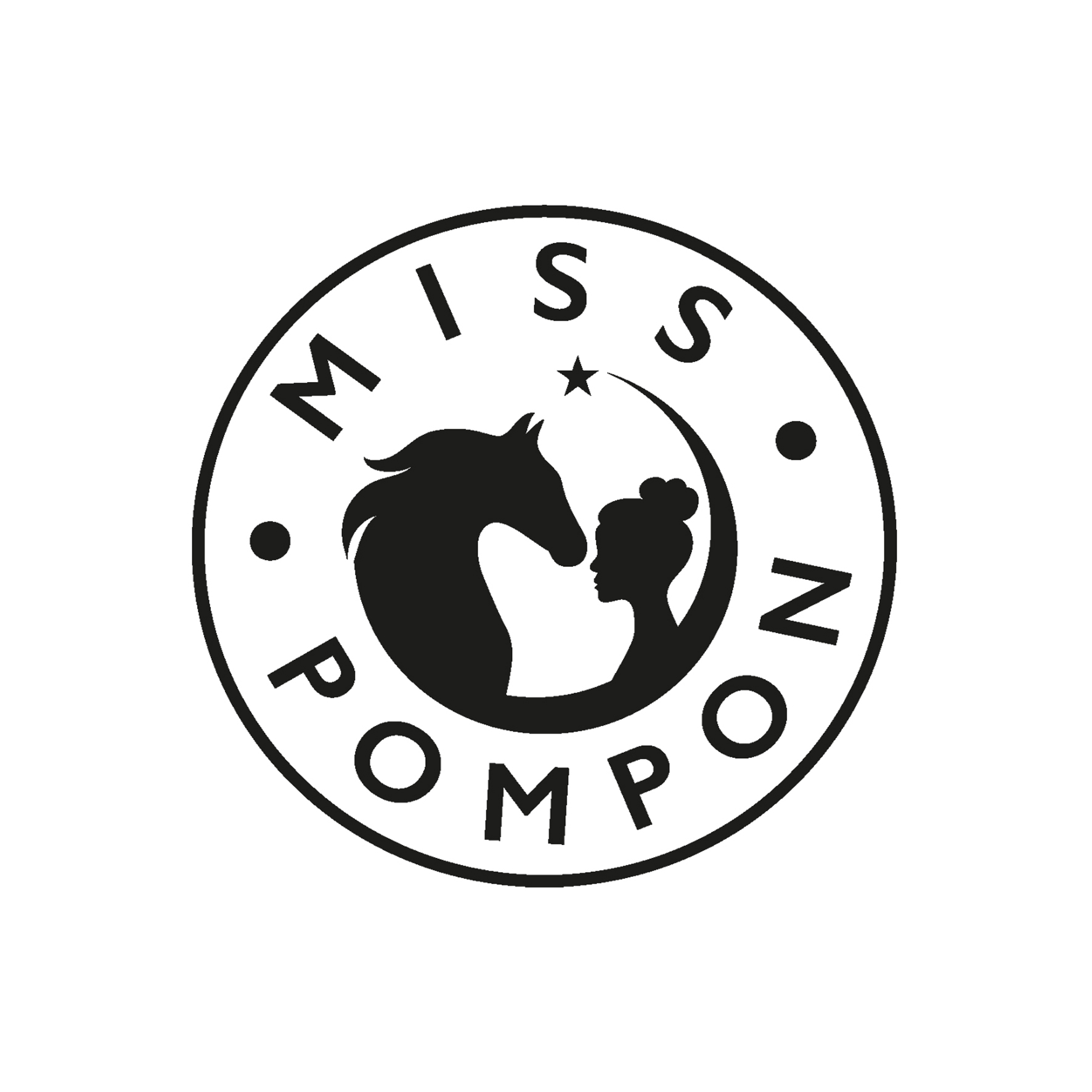 Logotype personnalisé réalisé pour " MISS POMPOM", marque de produits de soins pour les chevaux et les cavalières